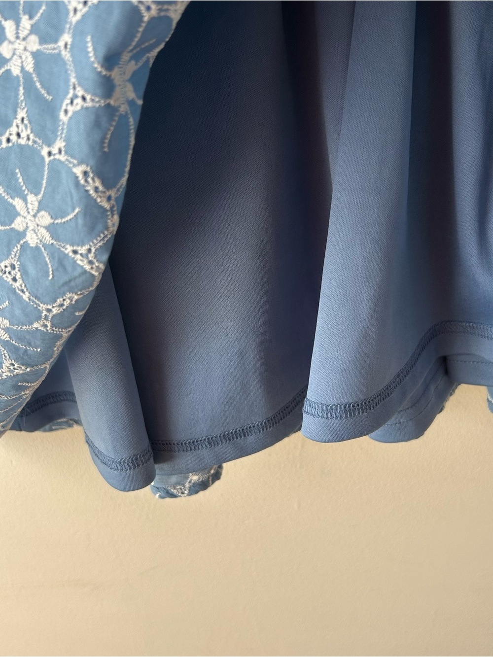 Lulus Fit to Frolic Blue Eyelet Lace Puff Sleeve Mini Babydoll Dress Blue XS - Picture 5 of 7